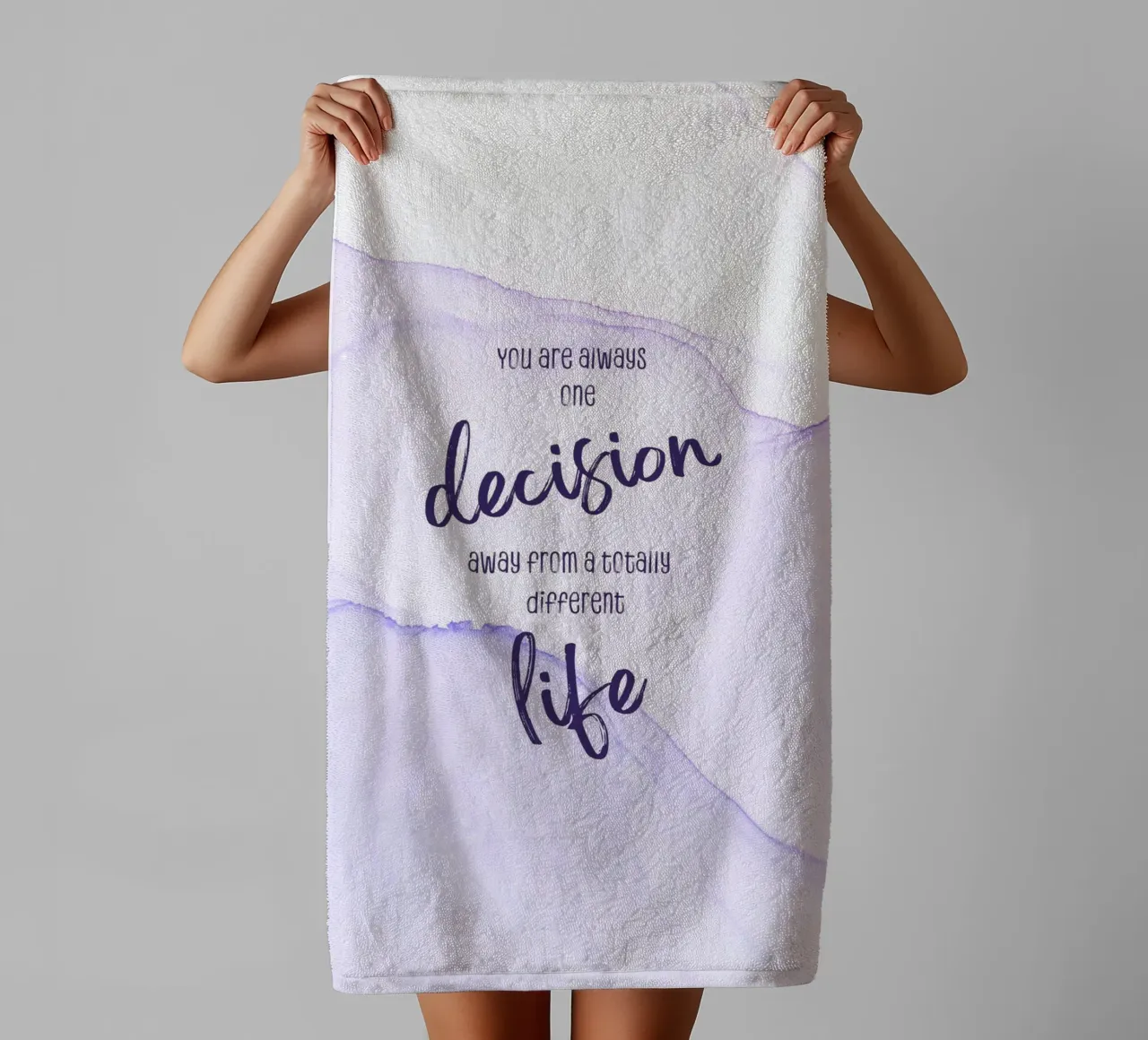 One decision away from a different life | floating colors towel by Melanie Viola