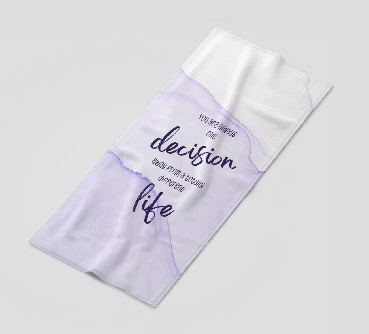 One decision away from a different life | floating colors beach towel by Melanie Viola