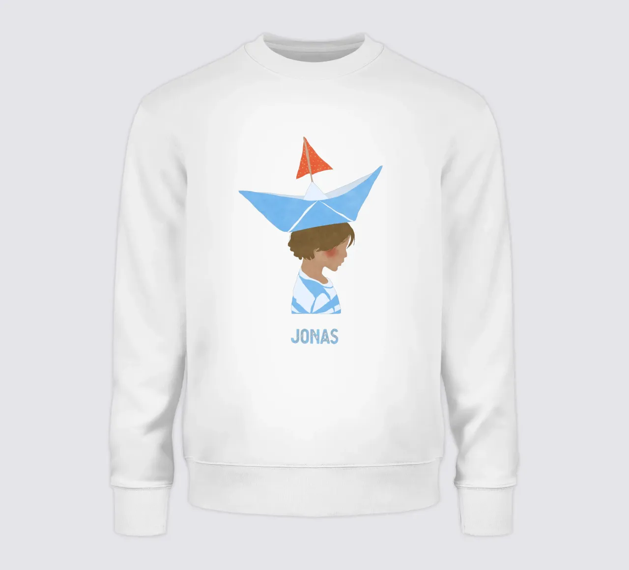 Junge mit Boot felpa da Illustration Raissa Oltmanns