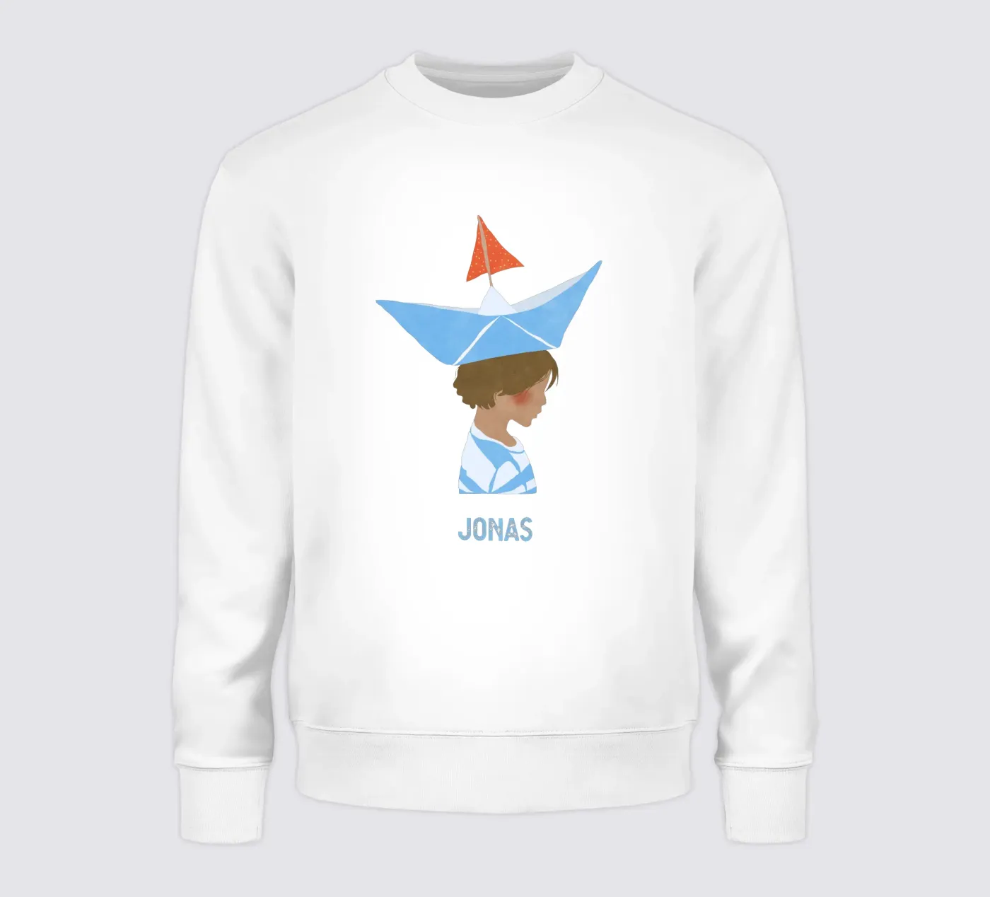Junge mit Boot felpa da Illustration Raissa Oltmanns
