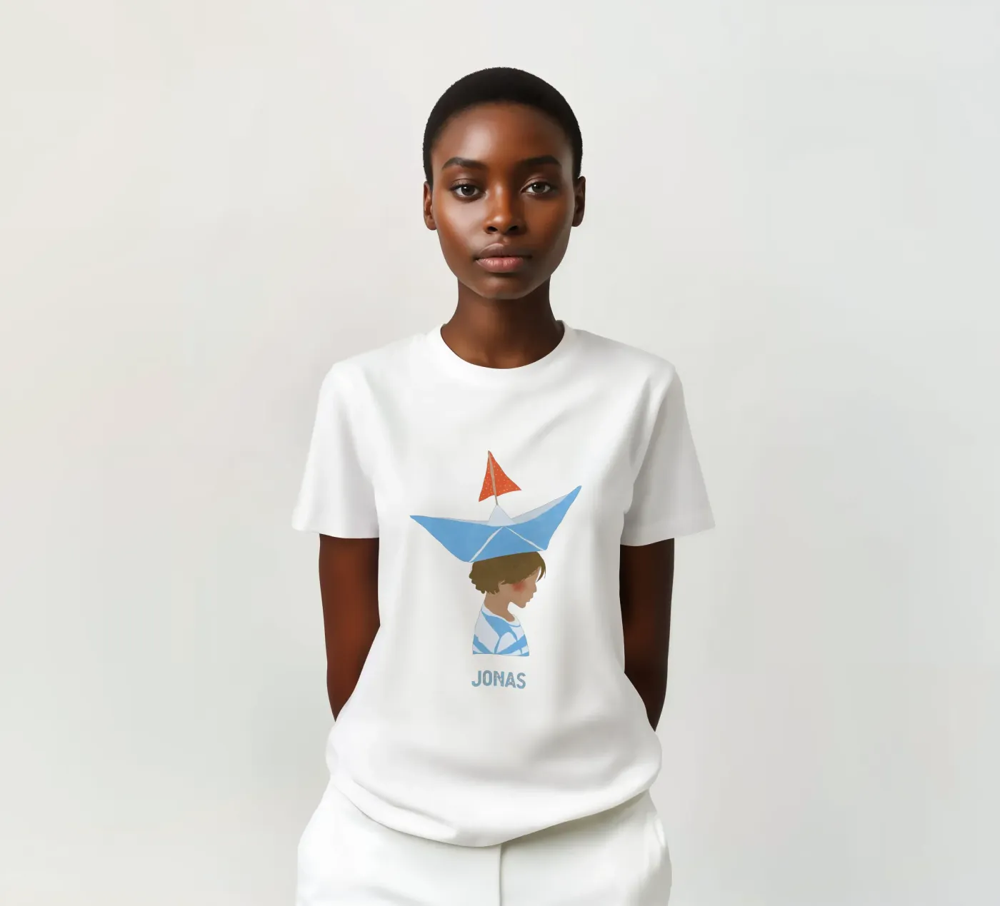 Junge mit Boot t-shirt da Illustration Raissa Oltmanns