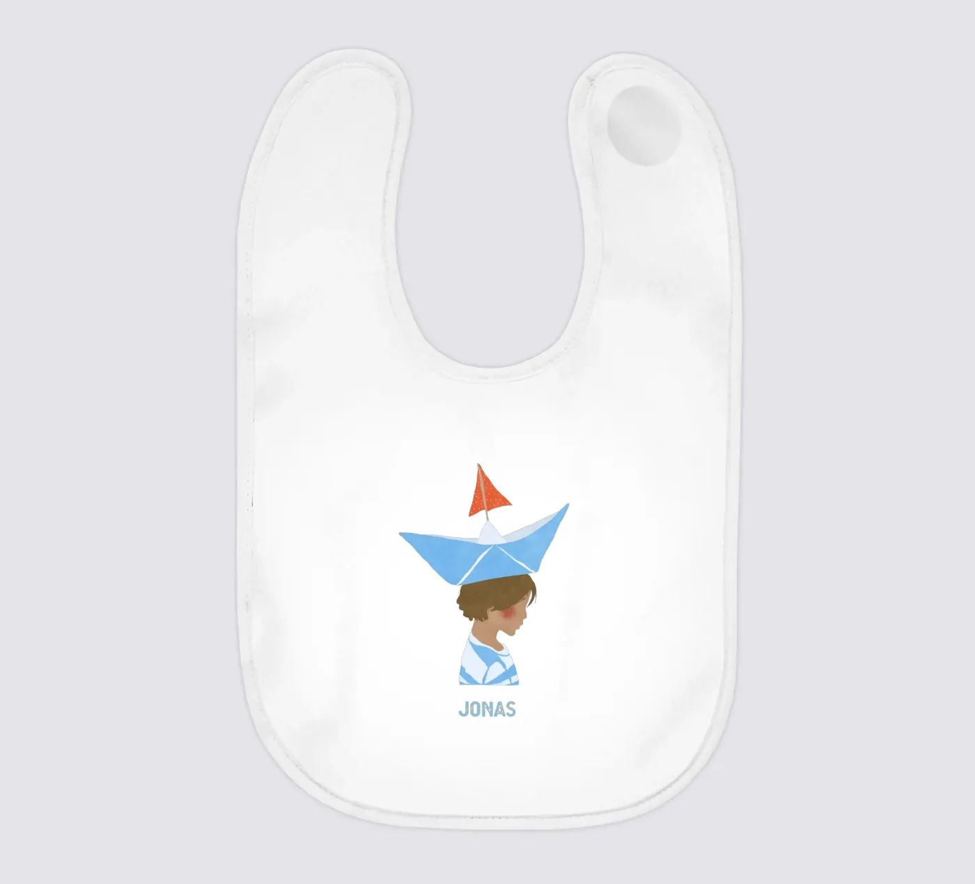 Junge mit Boot baby slabbetje van Illustration Raissa Oltmanns