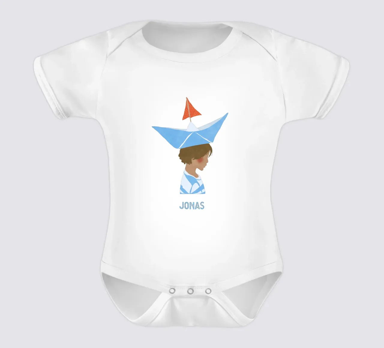 Junge mit Boot body neonato maniche corte da Illustration Raissa Oltmanns