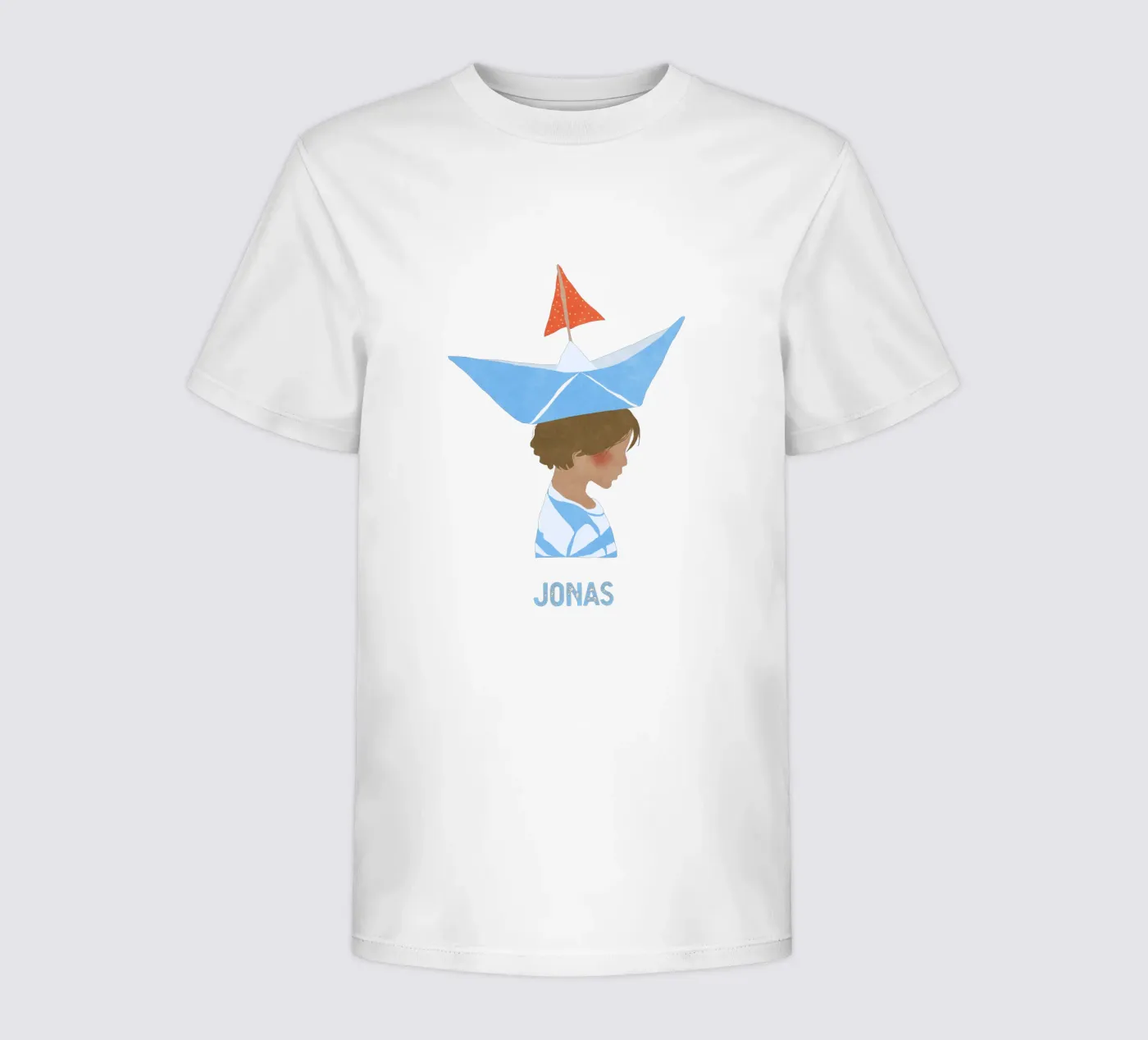Junge mit Boot t-shirt bambini da Illustration Raissa Oltmanns