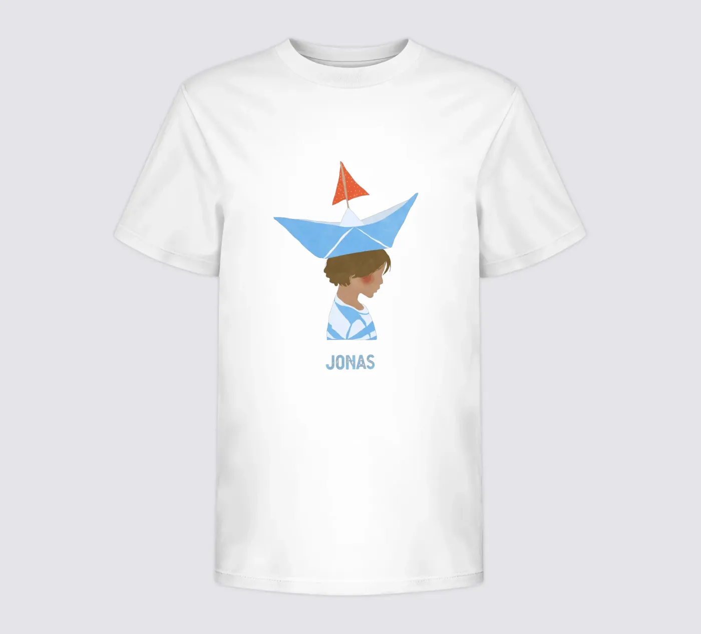Junge mit Boot t-shirt bambini da Illustration Raissa Oltmanns