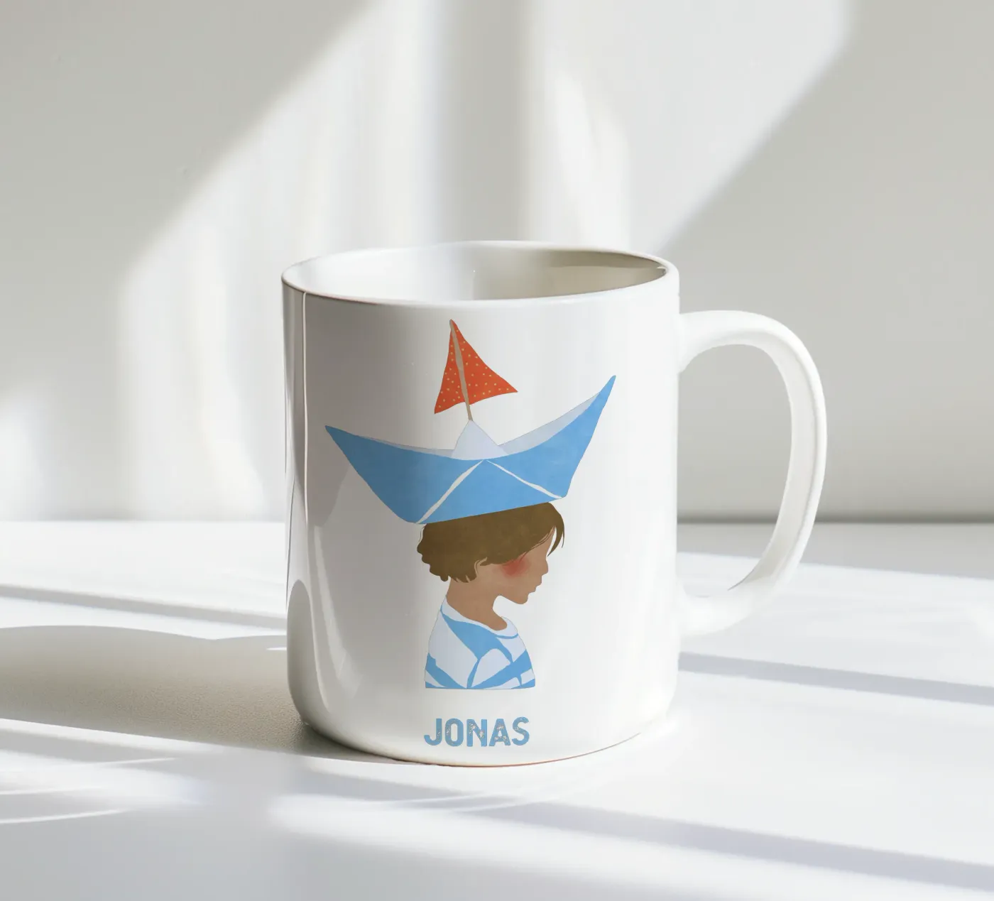 Junge mit Boot ceramic mug by Illustration Raissa Oltmanns