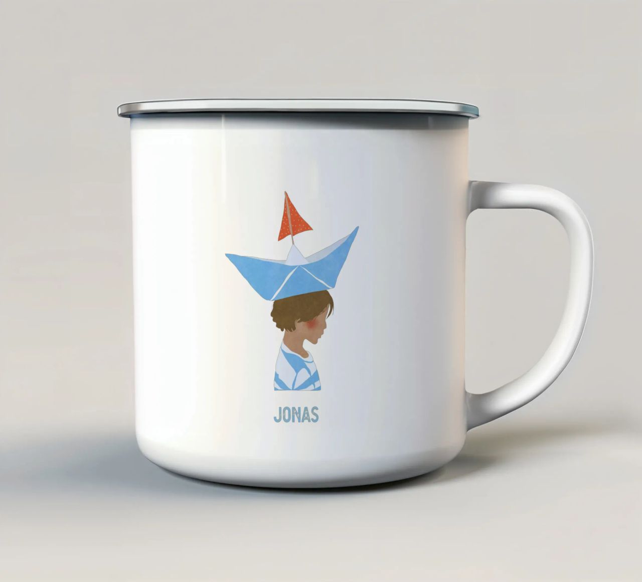 Junge mit Boot tazza in smalto da Illustration Raissa Oltmanns