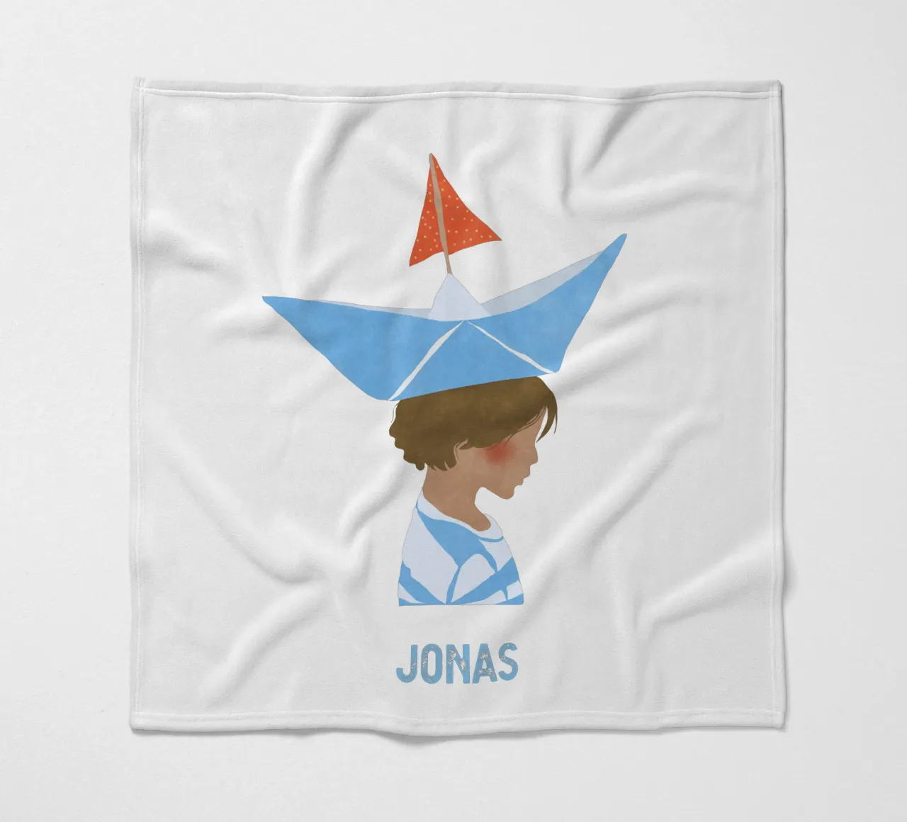 Junge mit Boot fleecedeken van Illustration Raissa Oltmanns