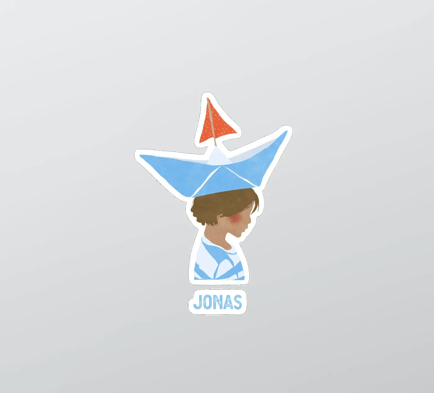 Junge mit Boot sticker van Illustration Raissa Oltmanns