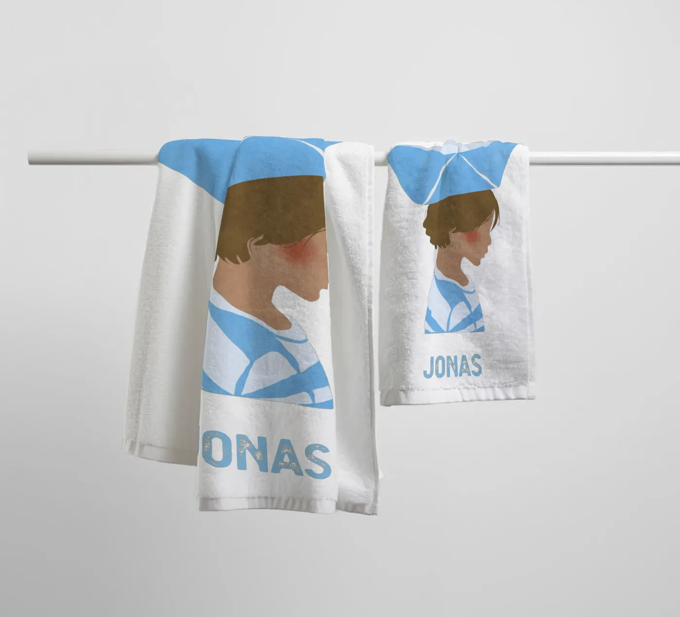 Junge mit Boot towel by Illustration Raissa Oltmanns