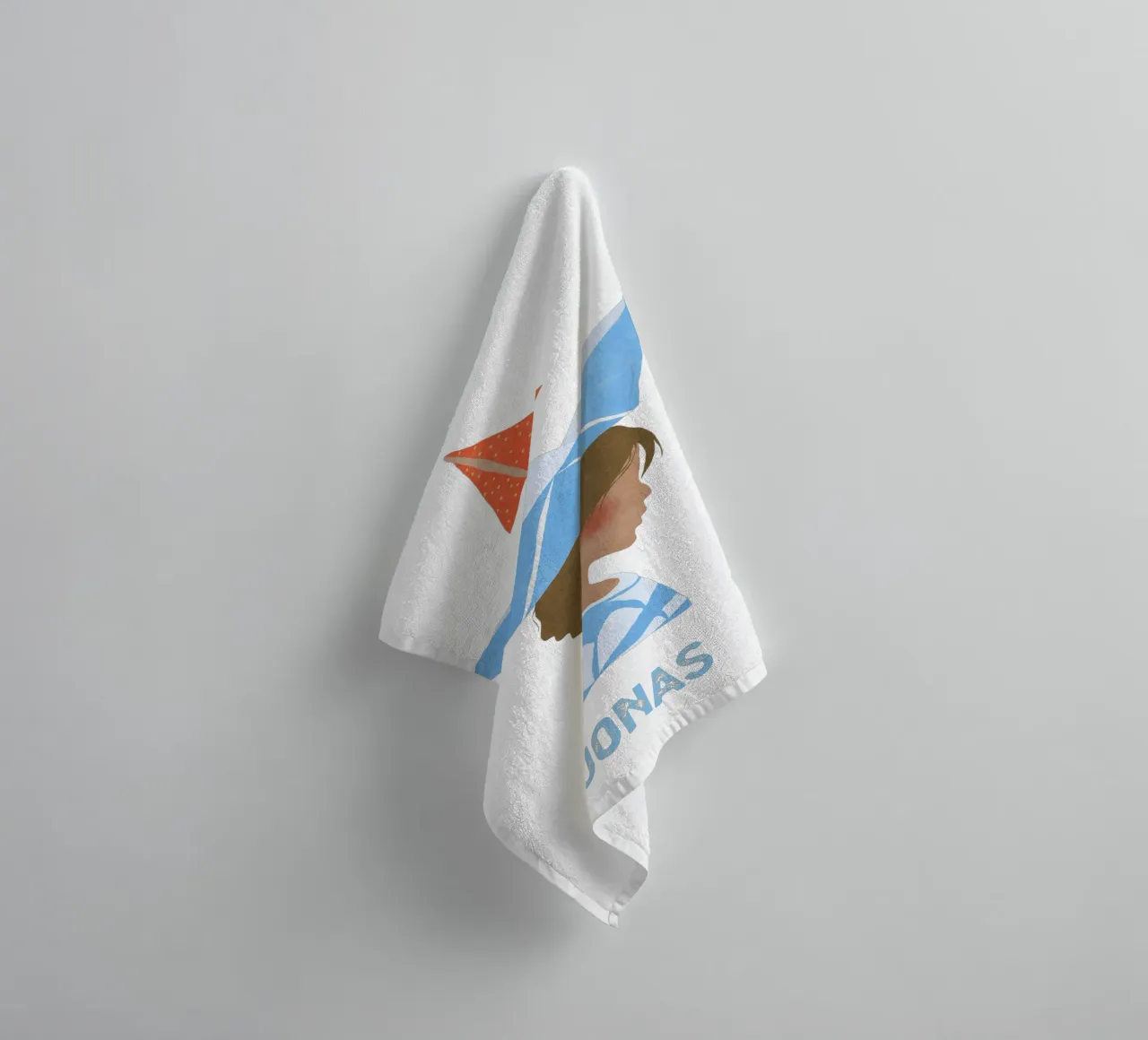 Junge mit Boot towel by Illustration Raissa Oltmanns