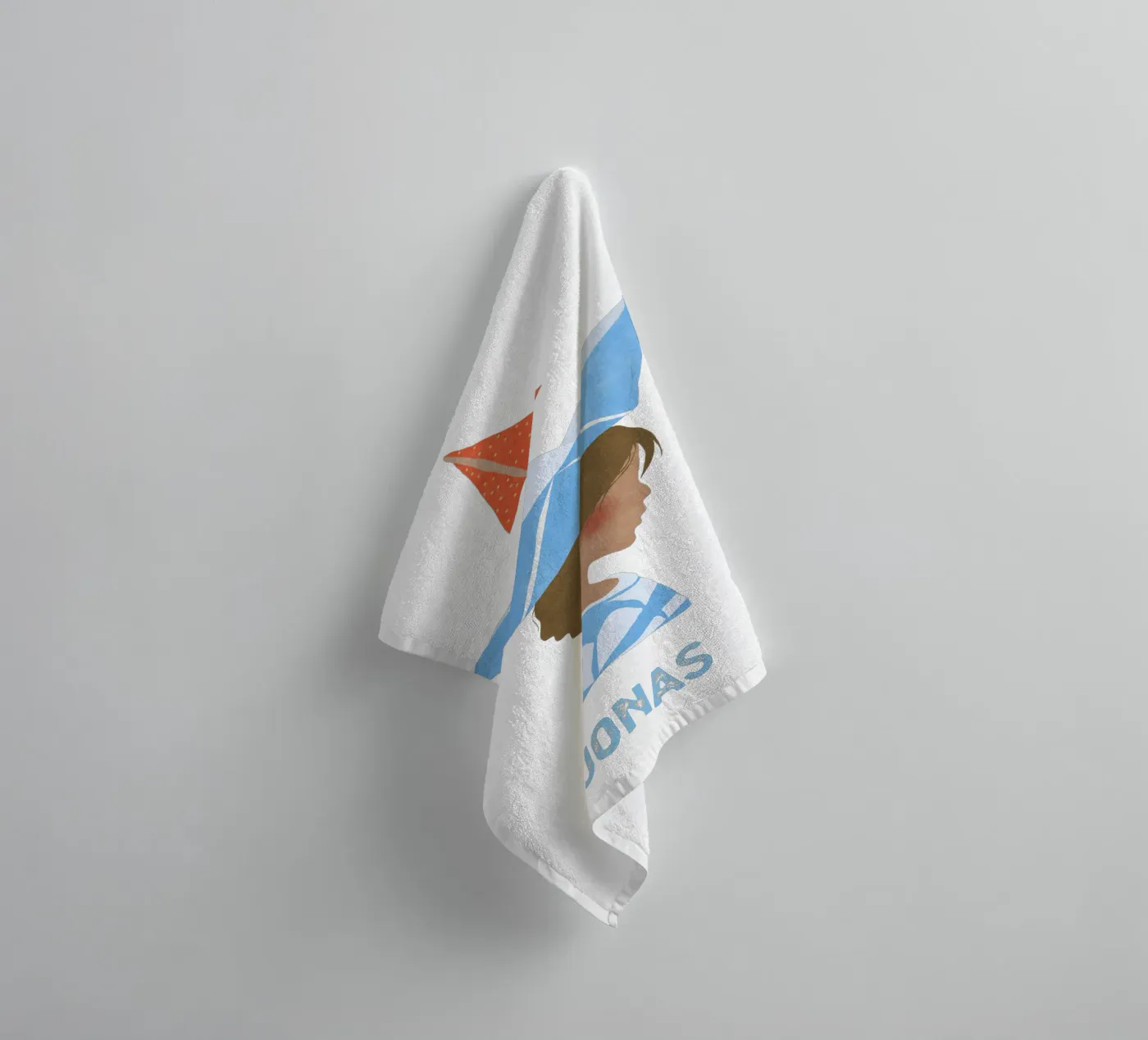 Junge mit Boot towel by Illustration Raissa Oltmanns