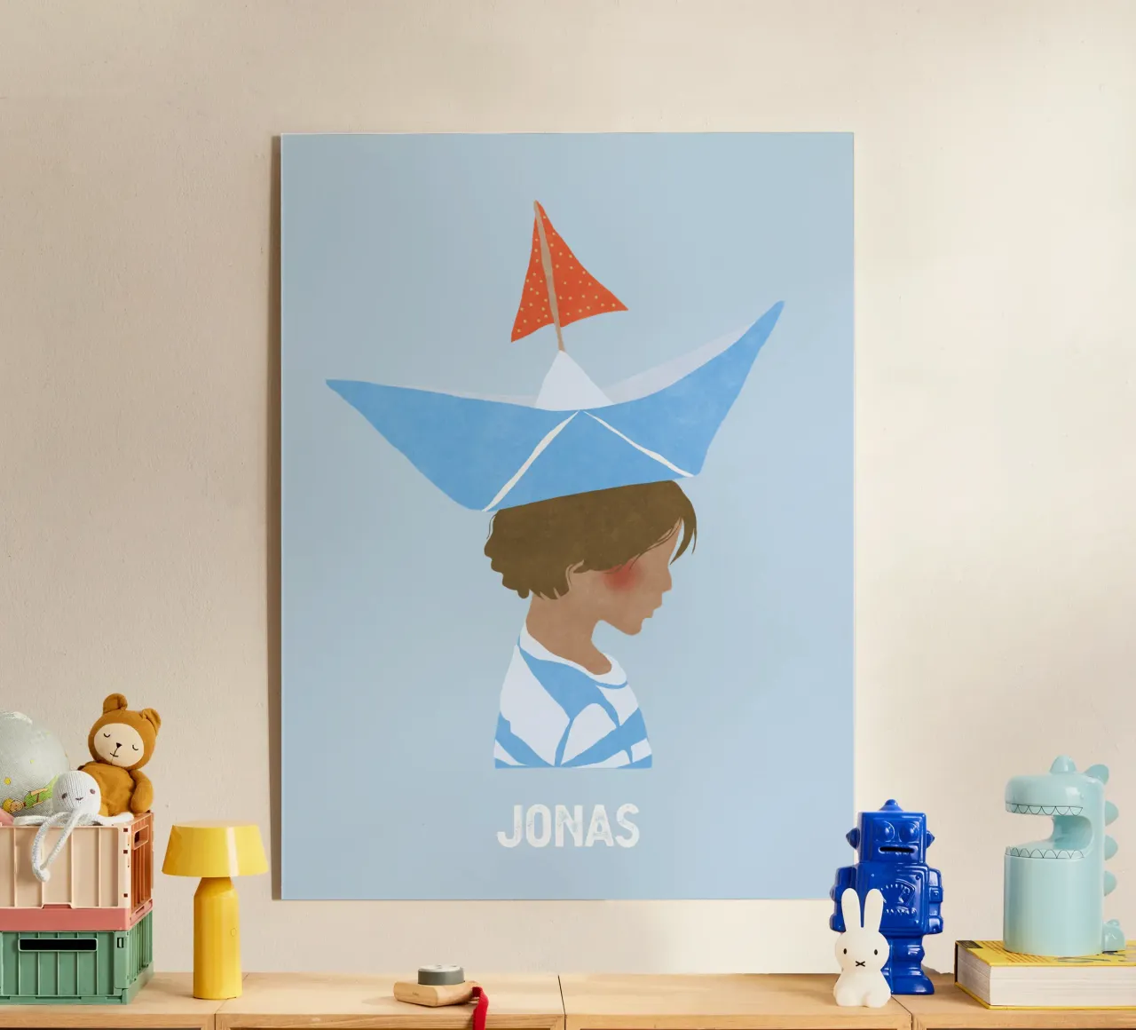 Junge mit Boot plexiglass da Illustration Raissa Oltmanns