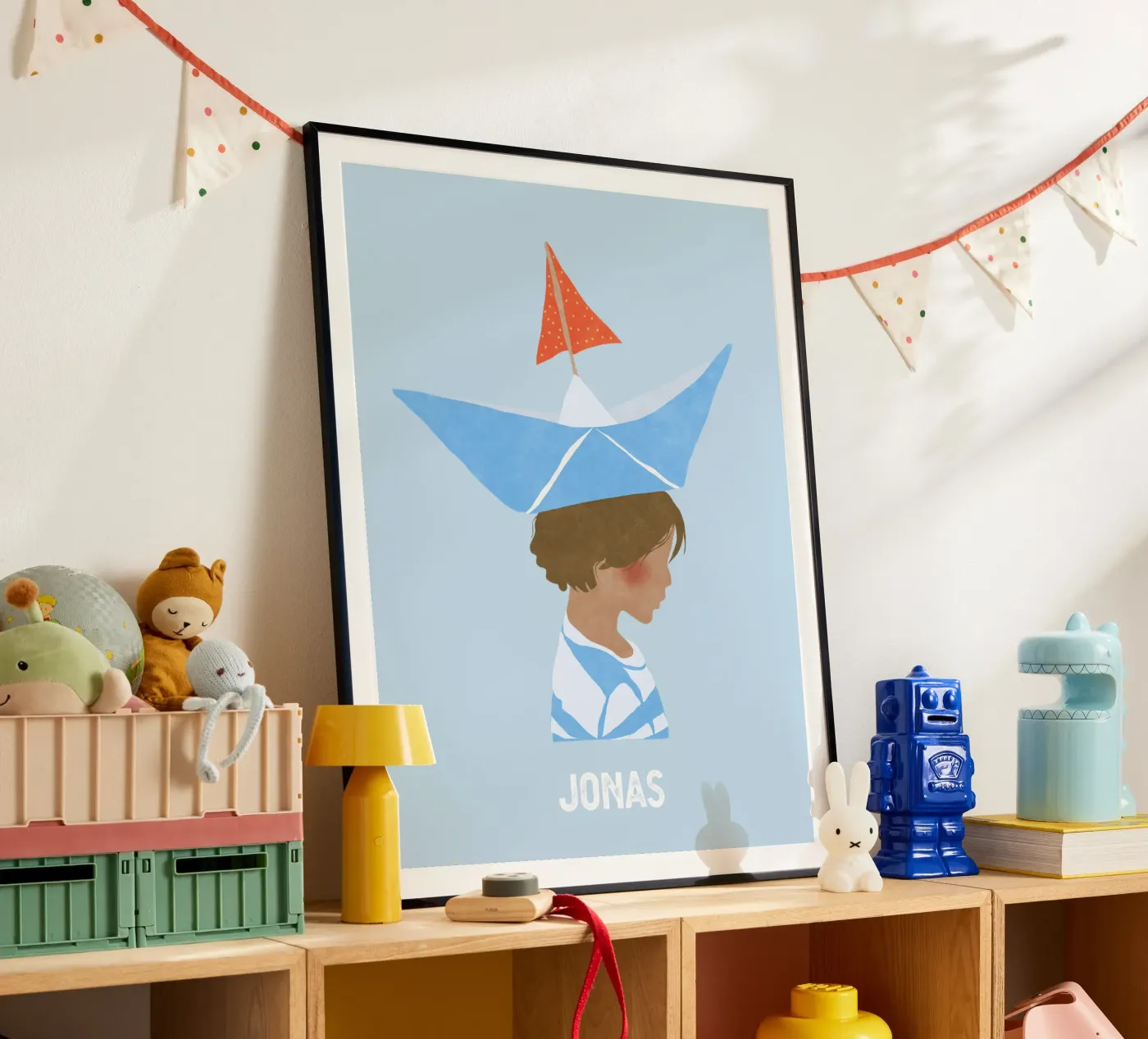 Junge mit Boot poster van Illustration Raissa Oltmanns