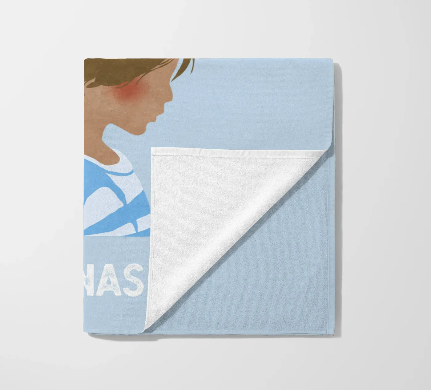 Junge mit Boot strandhanddoek van Illustration Raissa Oltmanns