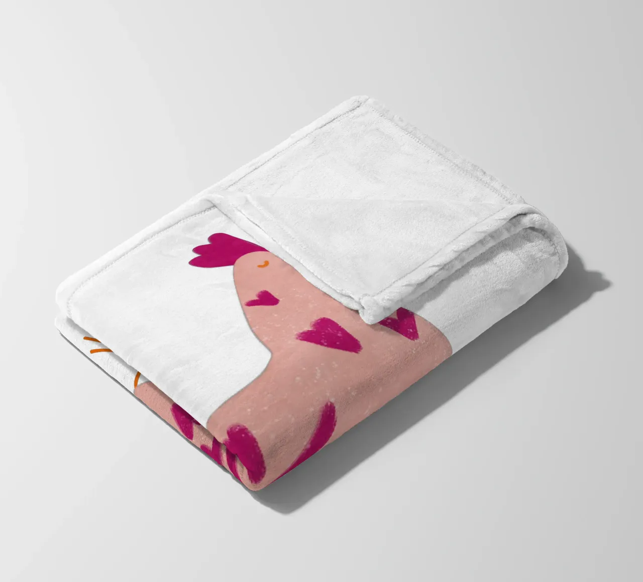 Cute pink chicken with hearts fleece blanket by Illustration Raissa Oltmanns
