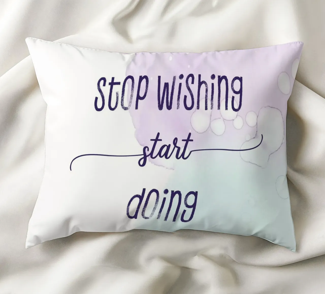 Stop wishing start doing | floating colors cojín de Melanie Viola