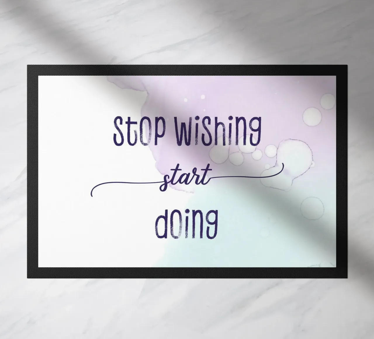 Stop wishing start doing | floating colors paillasson de Melanie Viola