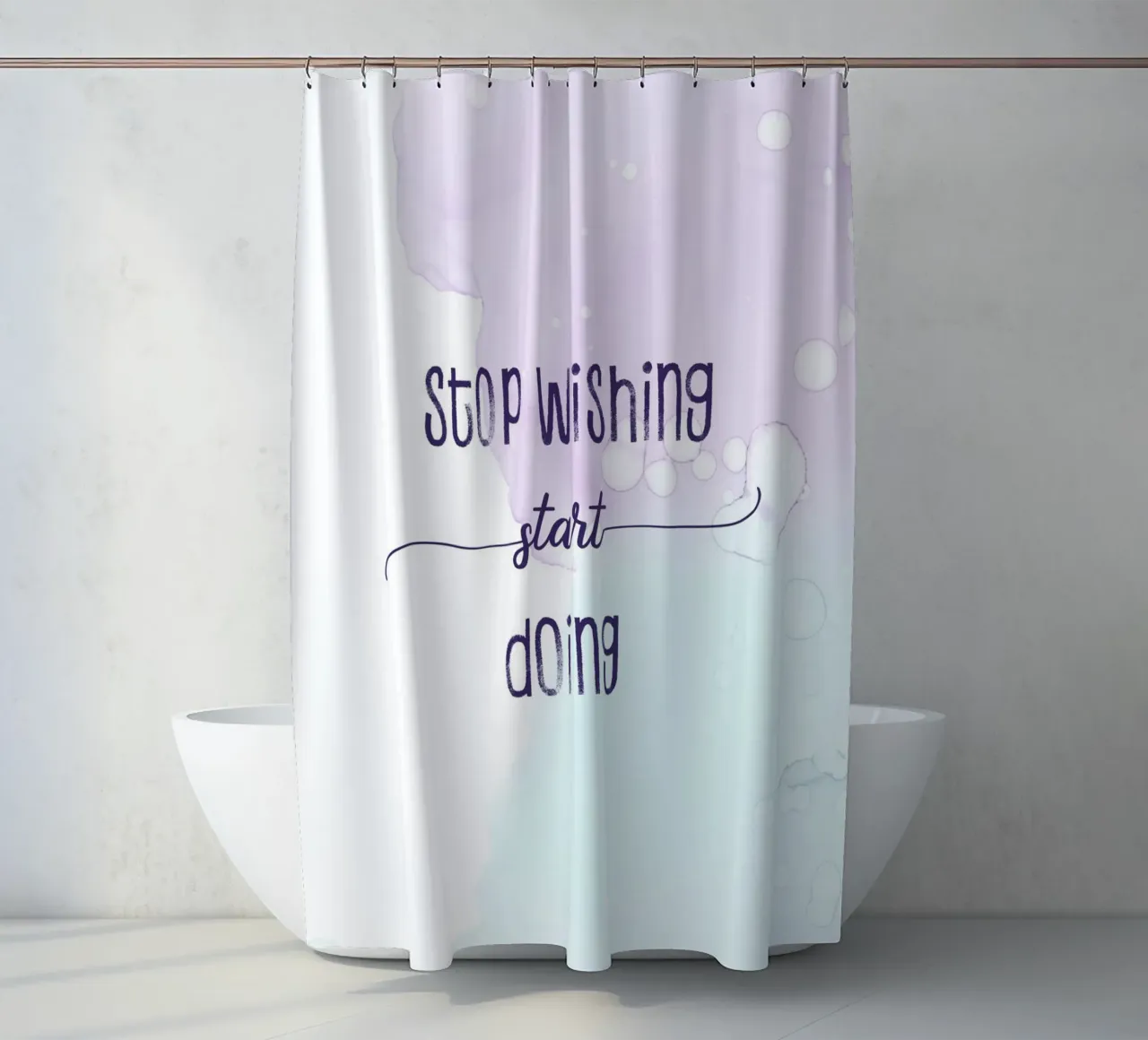 Stop wishing start doing | floating colors tenda da doccia da Melanie Viola