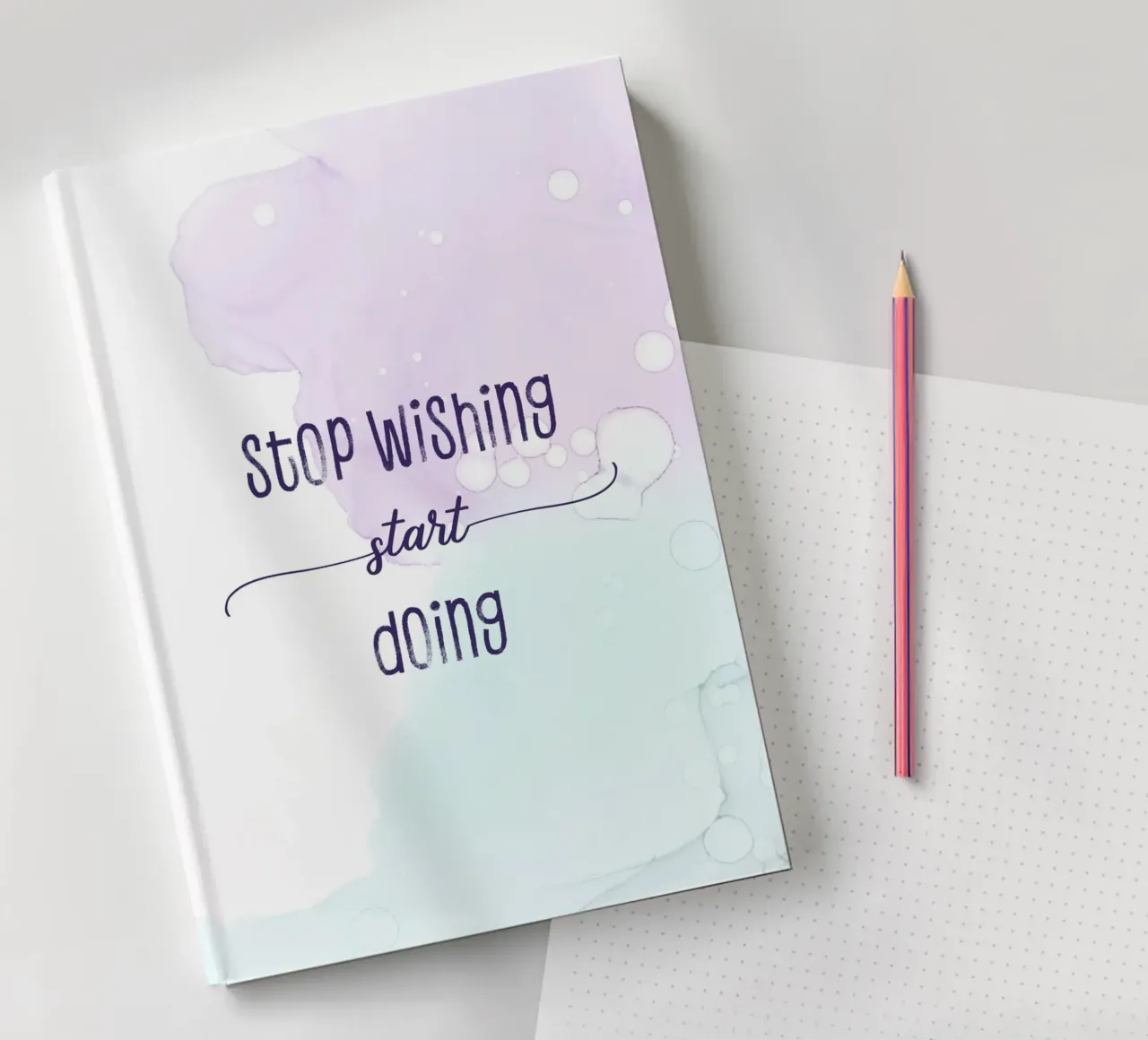 Stop wishing start doing | floating colors notebook by Melanie Viola