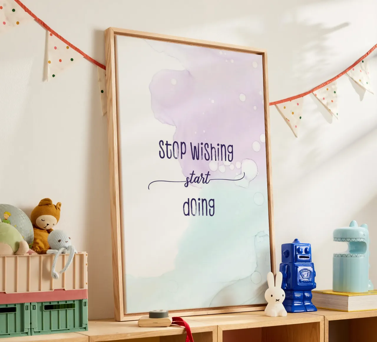 Stop wishing start doing | floating colors tela da Melanie Viola