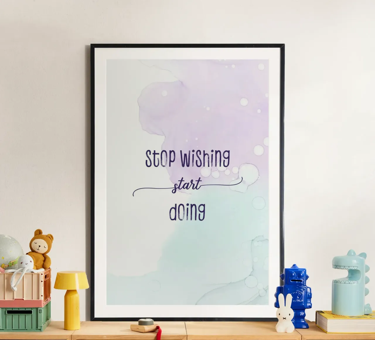 Stop wishing start doing | floating colors poster da Melanie Viola