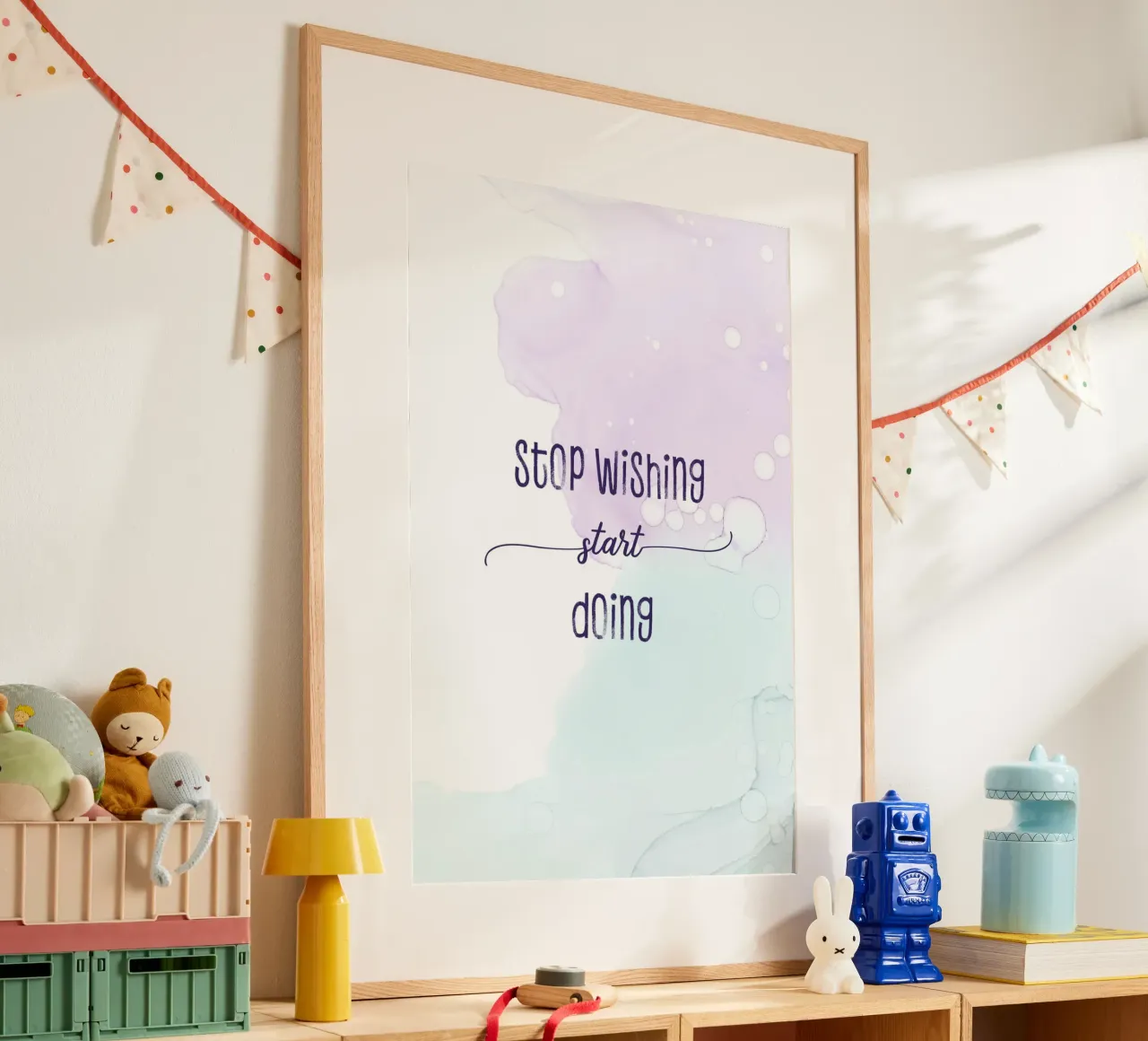 Stop wishing start doing | floating colors carta hahnemühle da Melanie Viola