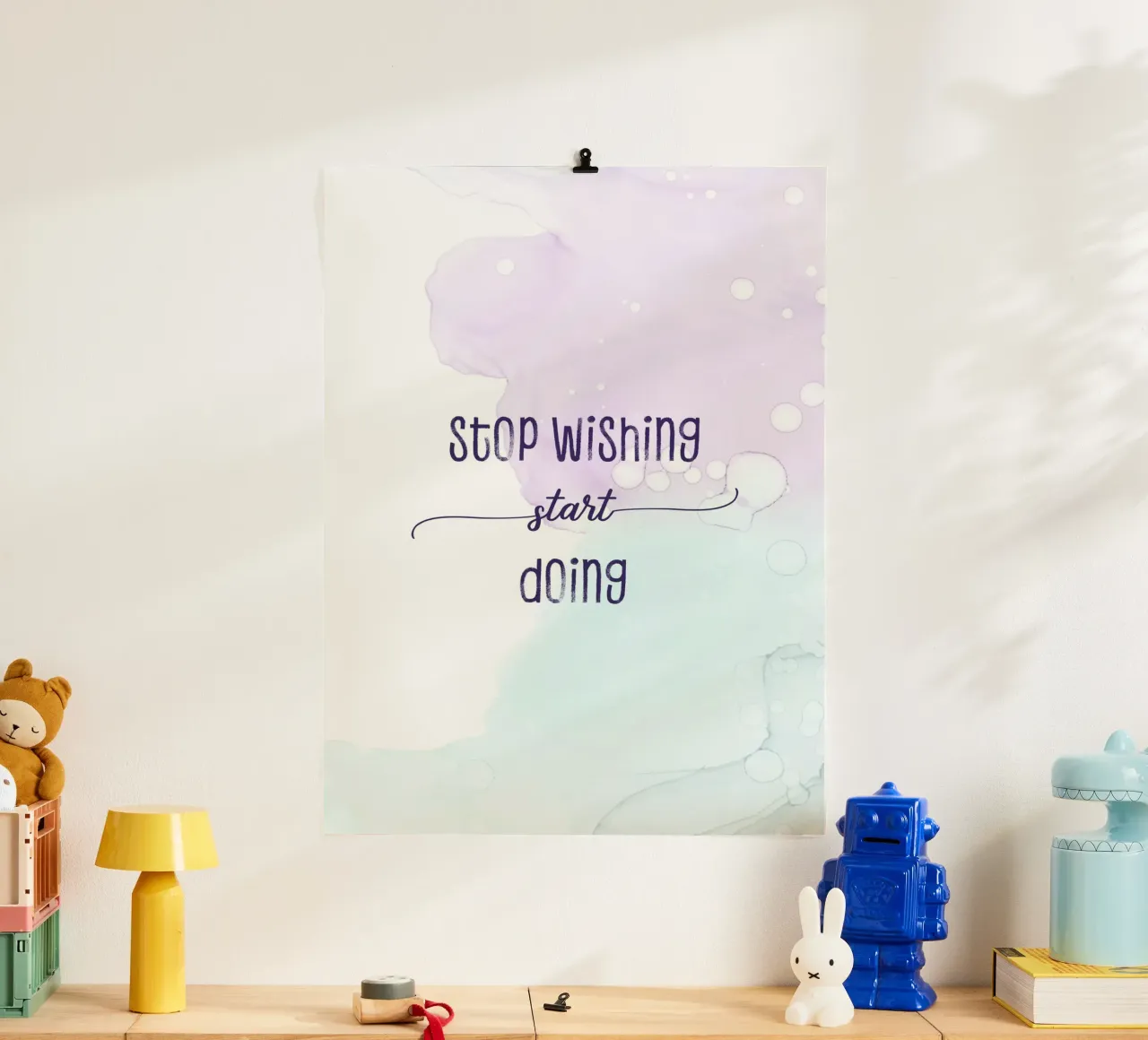 Stop wishing start doing | floating colors carta hahnemühle da Melanie Viola