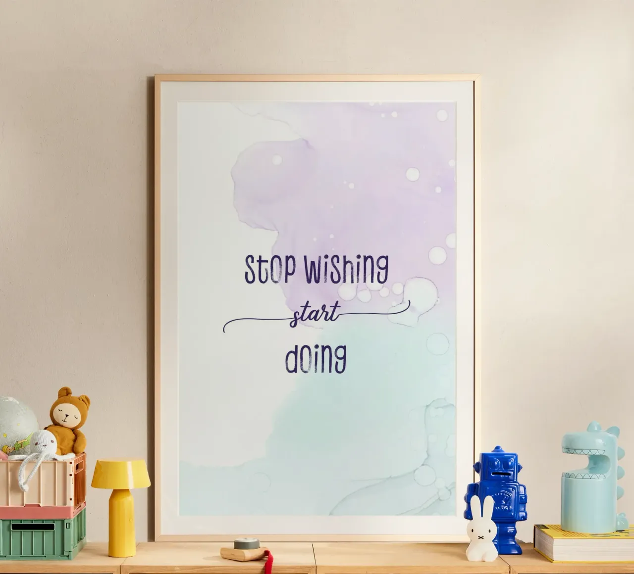 Stop wishing start doing | floating colors poster da Melanie Viola