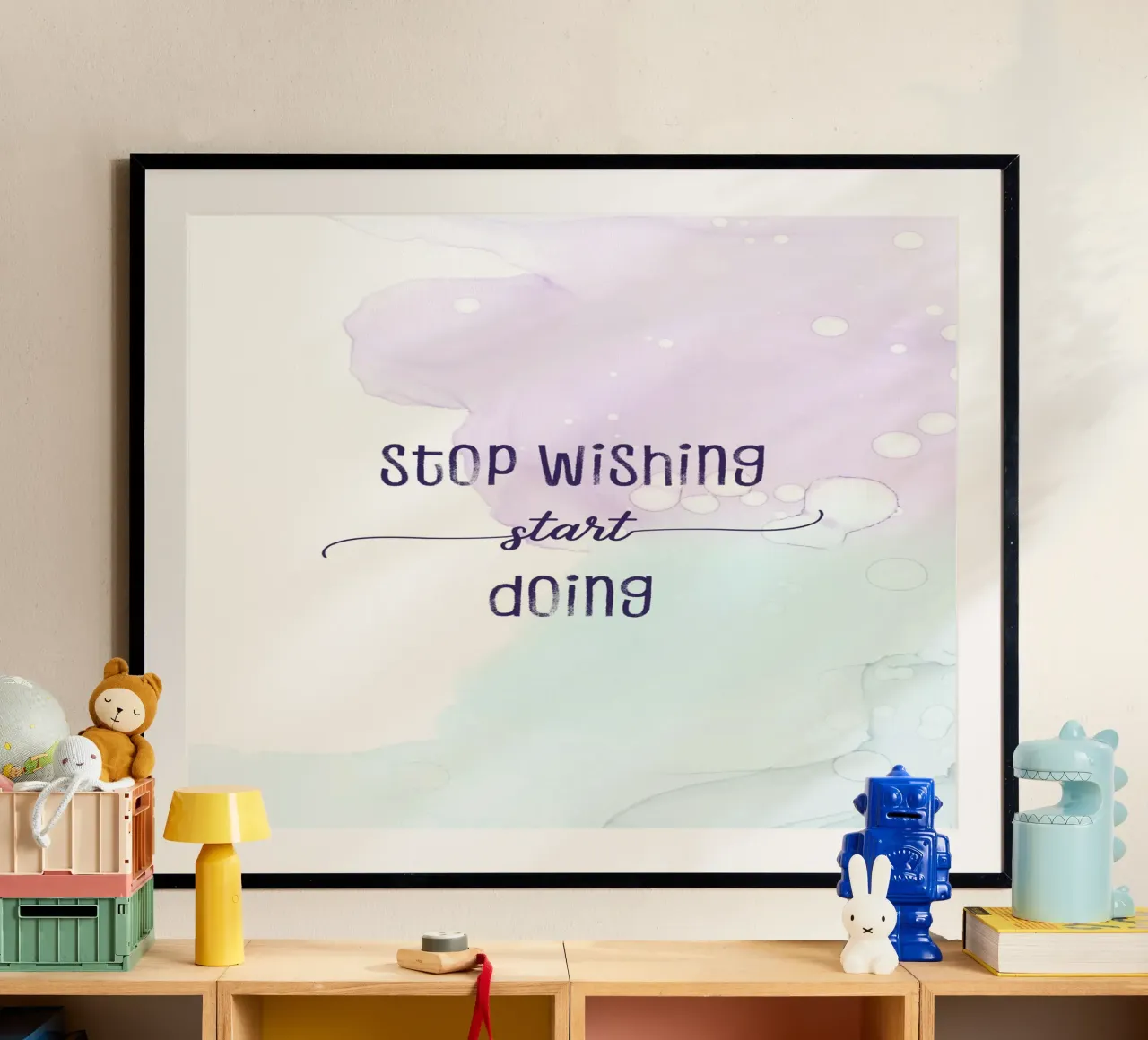 Stop wishing start doing | floating colors poster da Melanie Viola