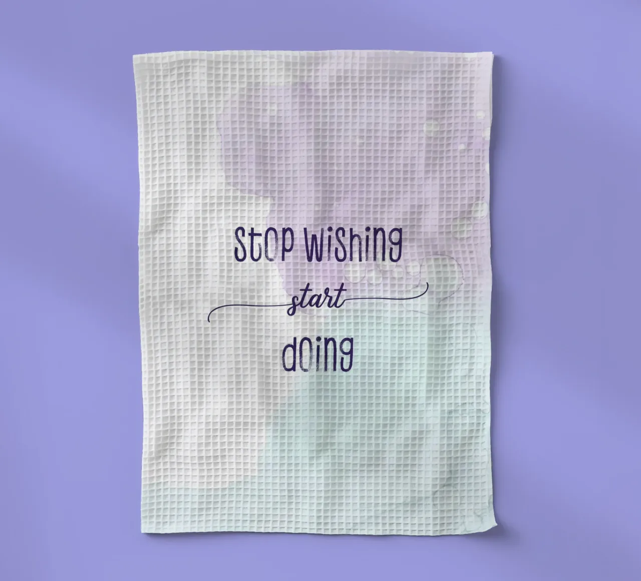 Stop wishing start doing | floating colors canovaccio da cucina da Melanie Viola
