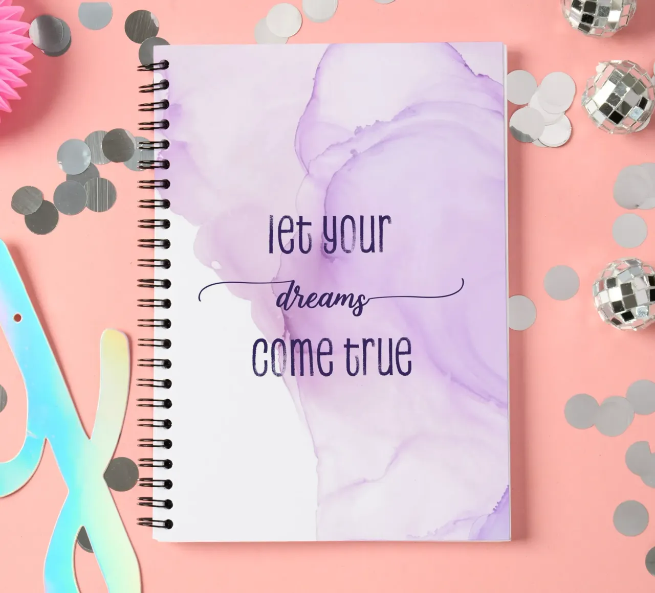 Let your dreams come true | floating colors spiral notebook by Melanie Viola