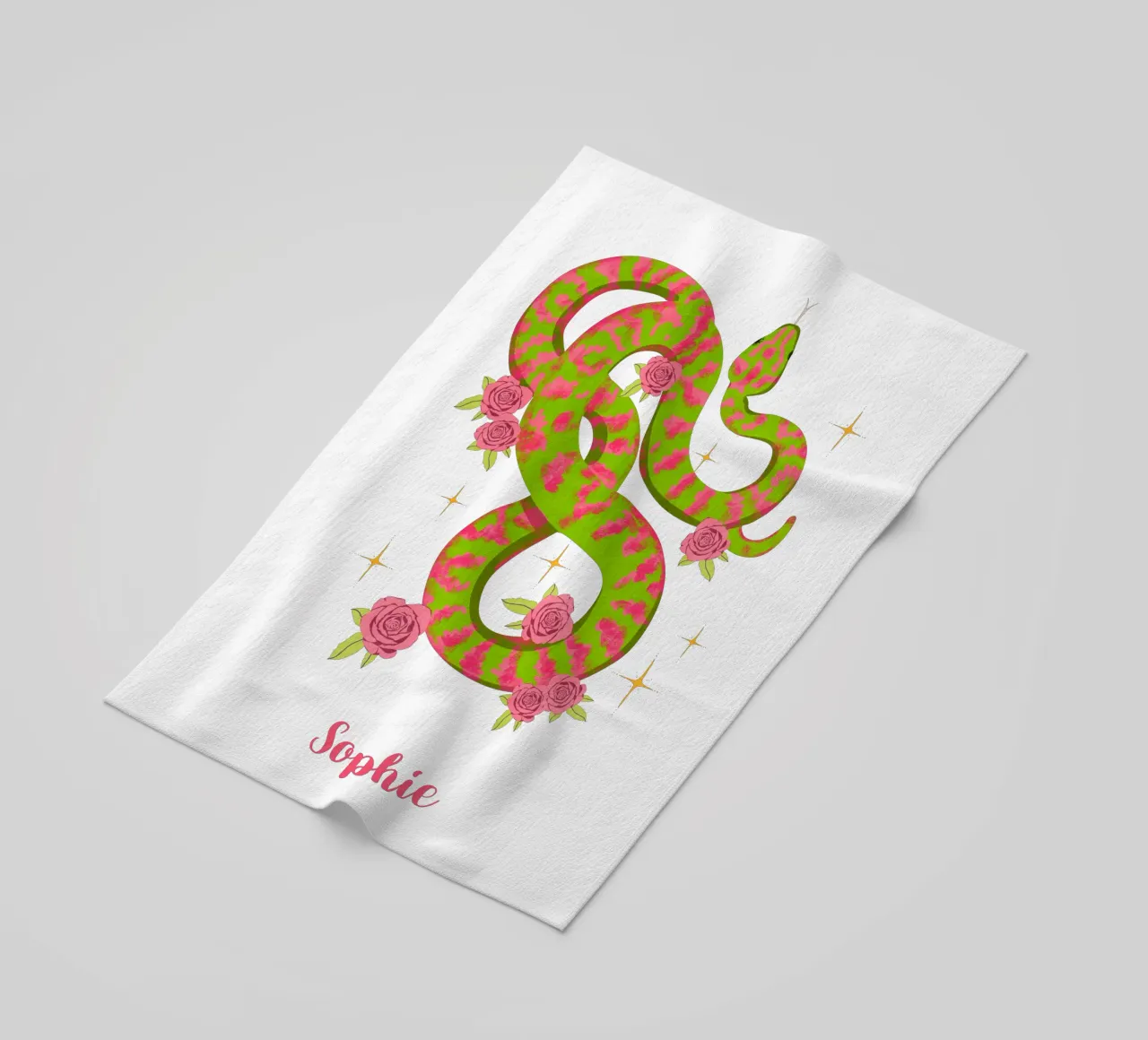 Serpente con rose telo mare da Illustration Raissa Oltmanns