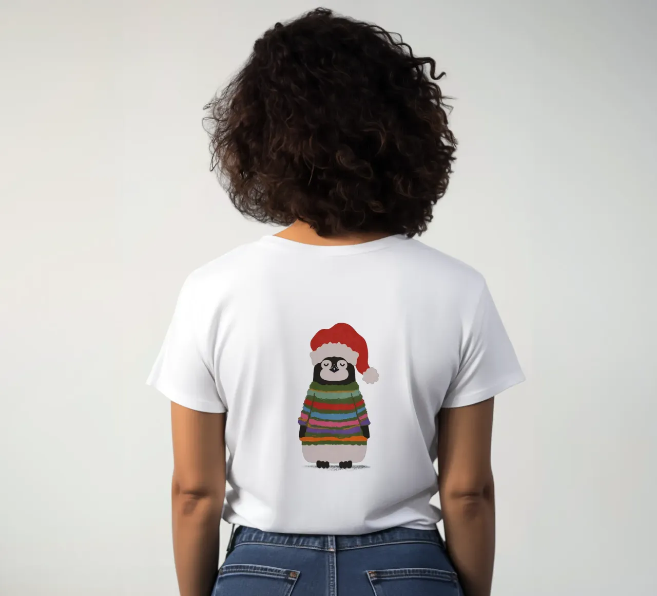 Weihnachtspinguin in Wollpullover women's fitted t-shirt by Illustration Raissa Oltmanns