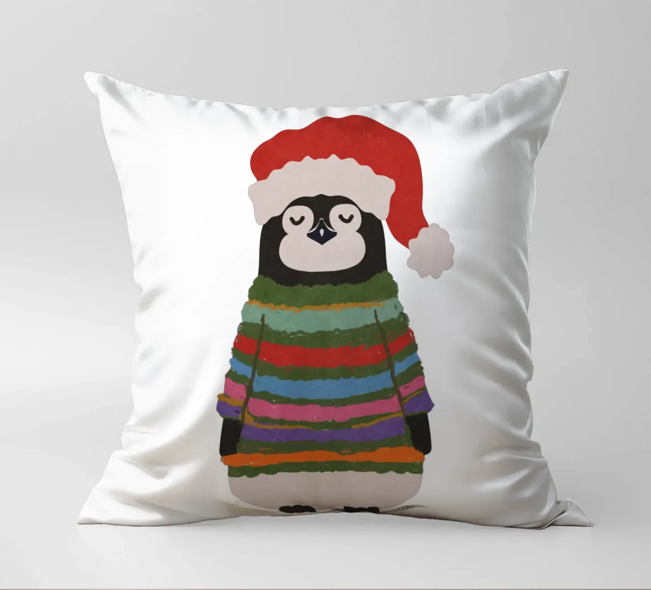 Weihnachtspinguin in Wollpullover cuscino da Illustration Raissa Oltmanns