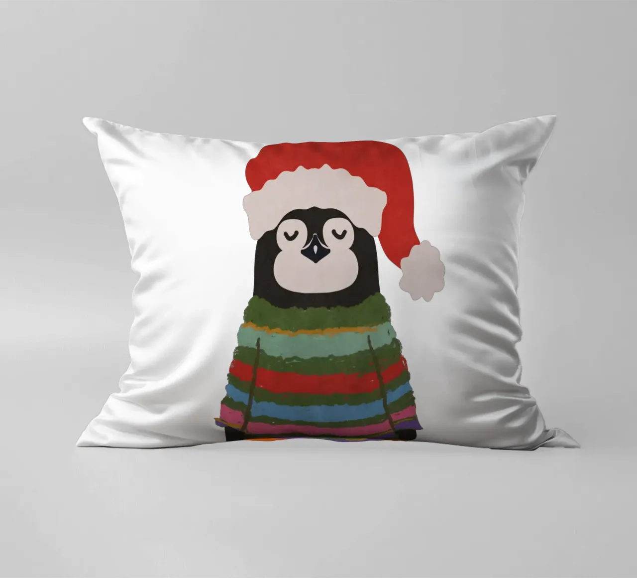 Weihnachtspinguin in Wollpullover cuscino da Illustration Raissa Oltmanns
