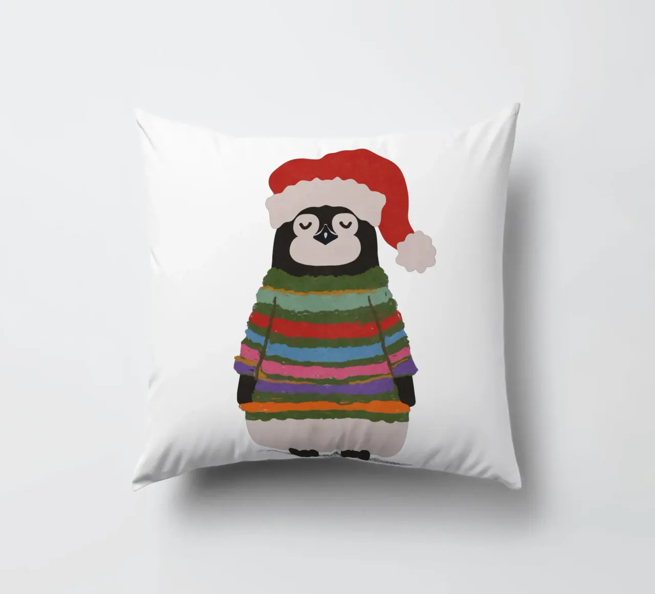 Weihnachtspinguin in Wollpullover cuscino da Illustration Raissa Oltmanns