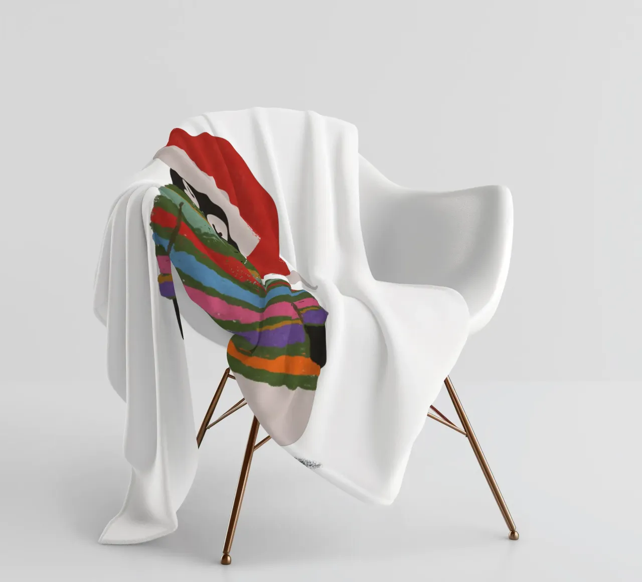 Weihnachtspinguin in Wollpullover coperta in pile da Illustration Raissa Oltmanns