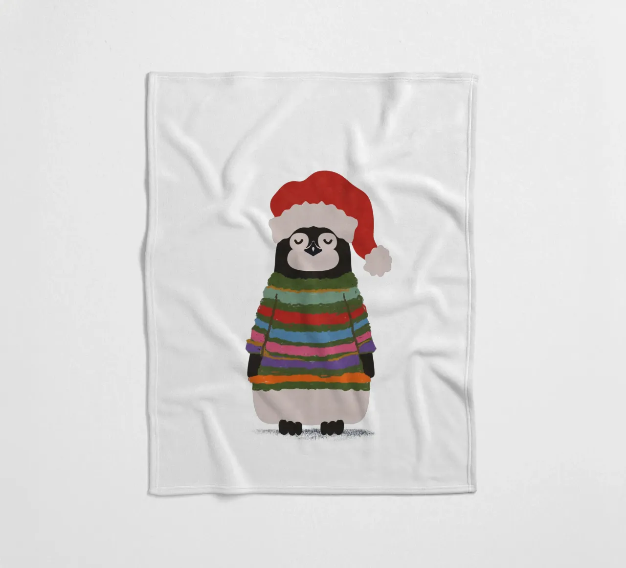Weihnachtspinguin in Wollpullover coperta in pile da Illustration Raissa Oltmanns