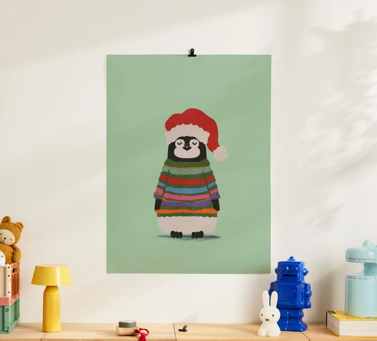 Weihnachtspinguin in Wollpullover carta hahnemühle da Illustration Raissa Oltmanns