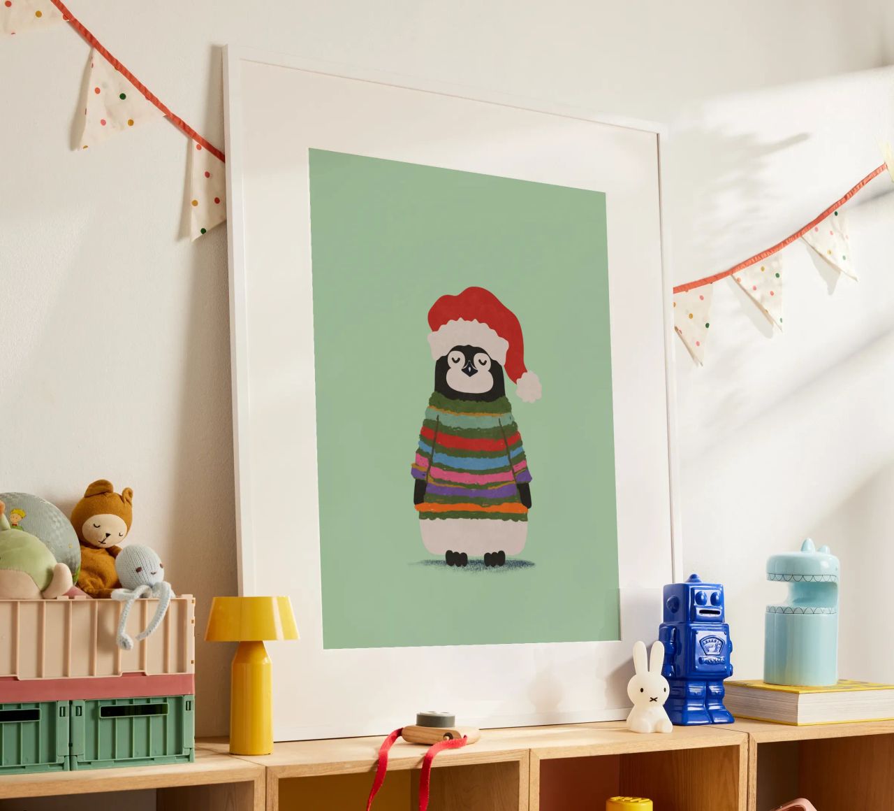 Weihnachtspinguin in Wollpullover poster da Illustration Raissa Oltmanns