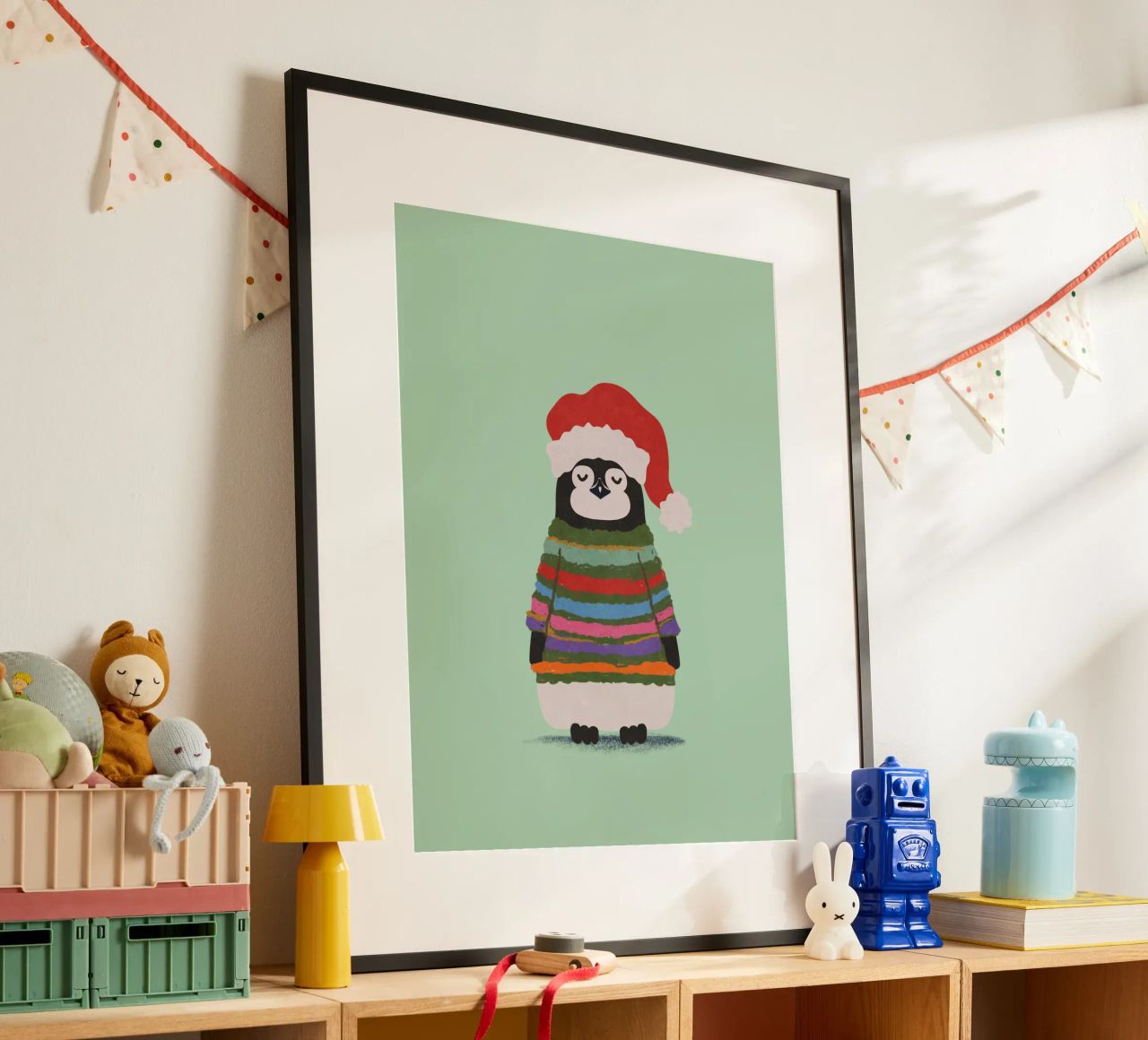 Weihnachtspinguin in Wollpullover poster da Illustration Raissa Oltmanns