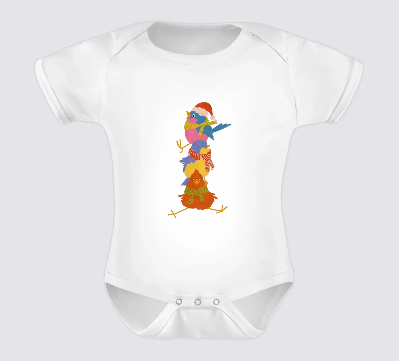 tre piccoli uccelli in inverno body neonato maniche corte da Illustration Raissa Oltmanns
