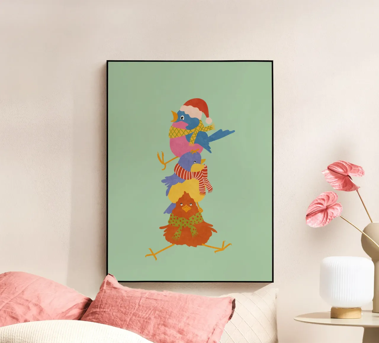 tre piccoli uccelli in inverno plexiglass da Illustration Raissa Oltmanns