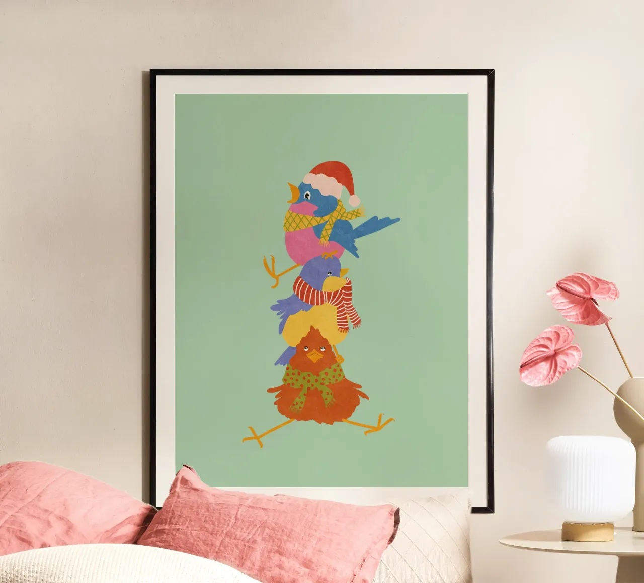 tre piccoli uccelli in inverno carta hahnemühle da Illustration Raissa Oltmanns