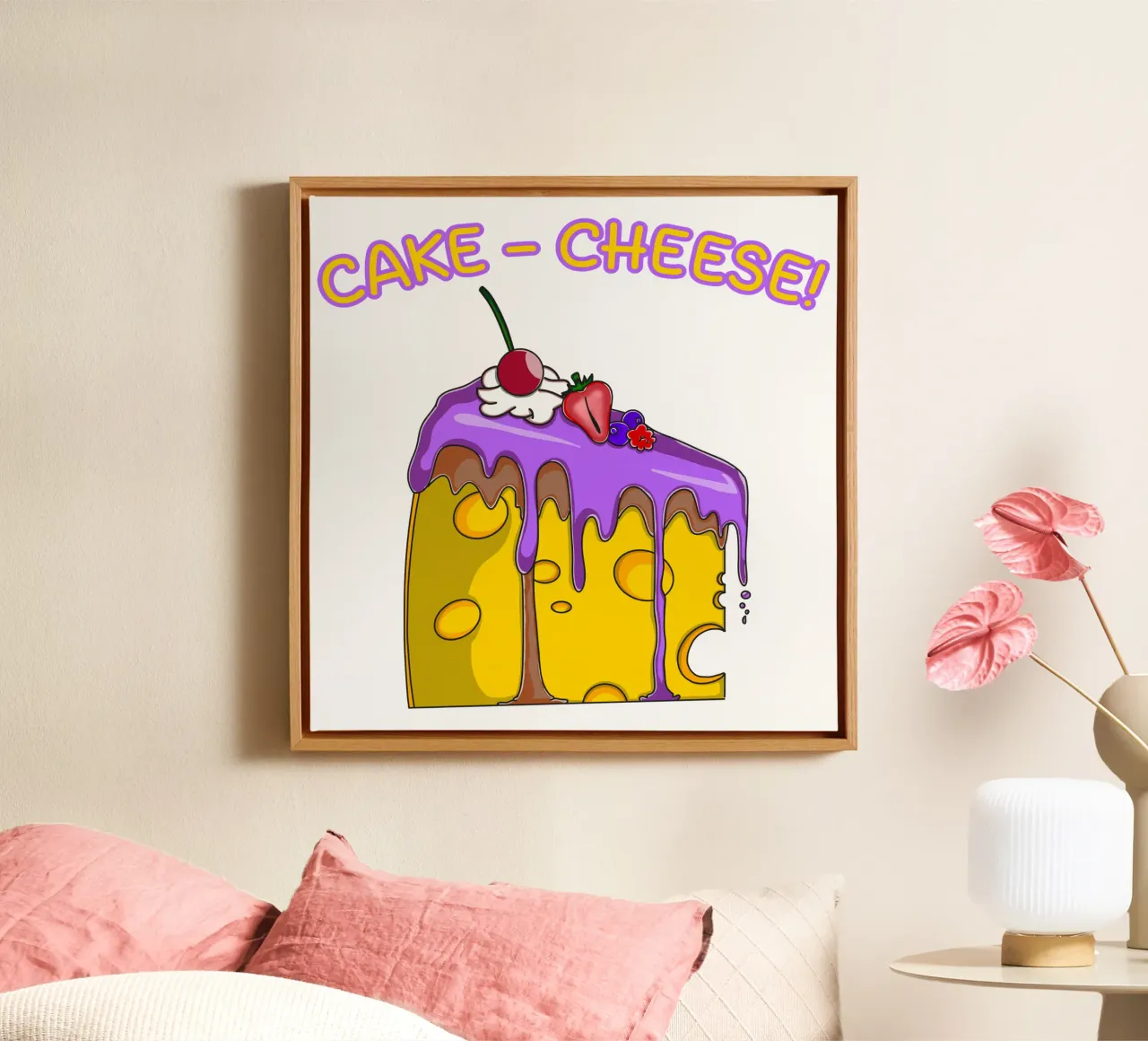 Cheese Lovers Divertente Cake Design carino per i buongustai tela con Cornice a cassetta da sillyindustries