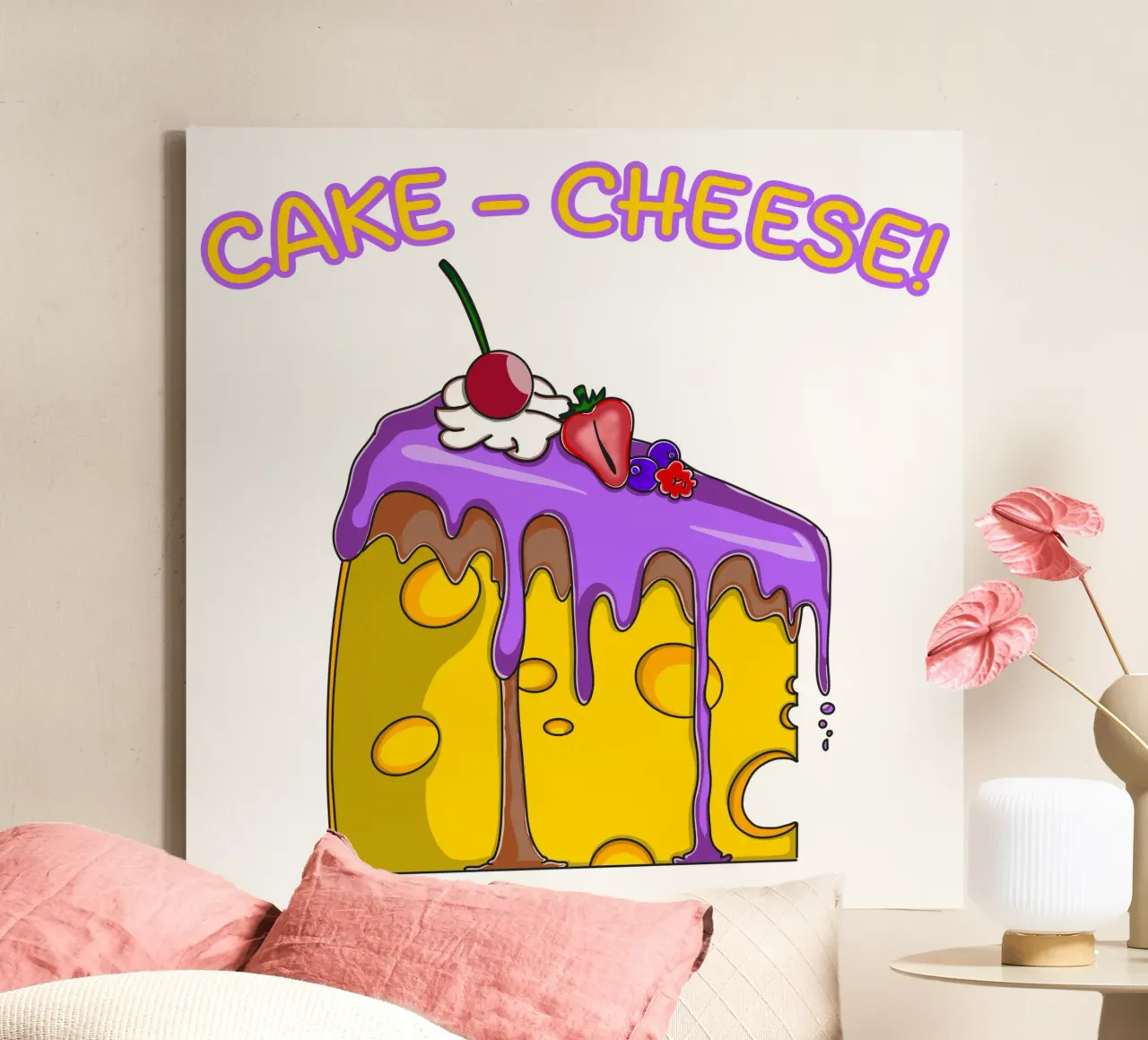 Cheese Lovers Divertente Cake Design carino per i buongustai tela con Cornice a cassetta da sillyindustries