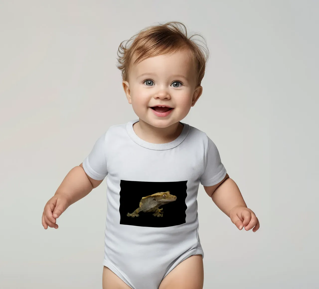 Geco crestato body neonato maniche corte da Curious Collections by Marielle Leenders