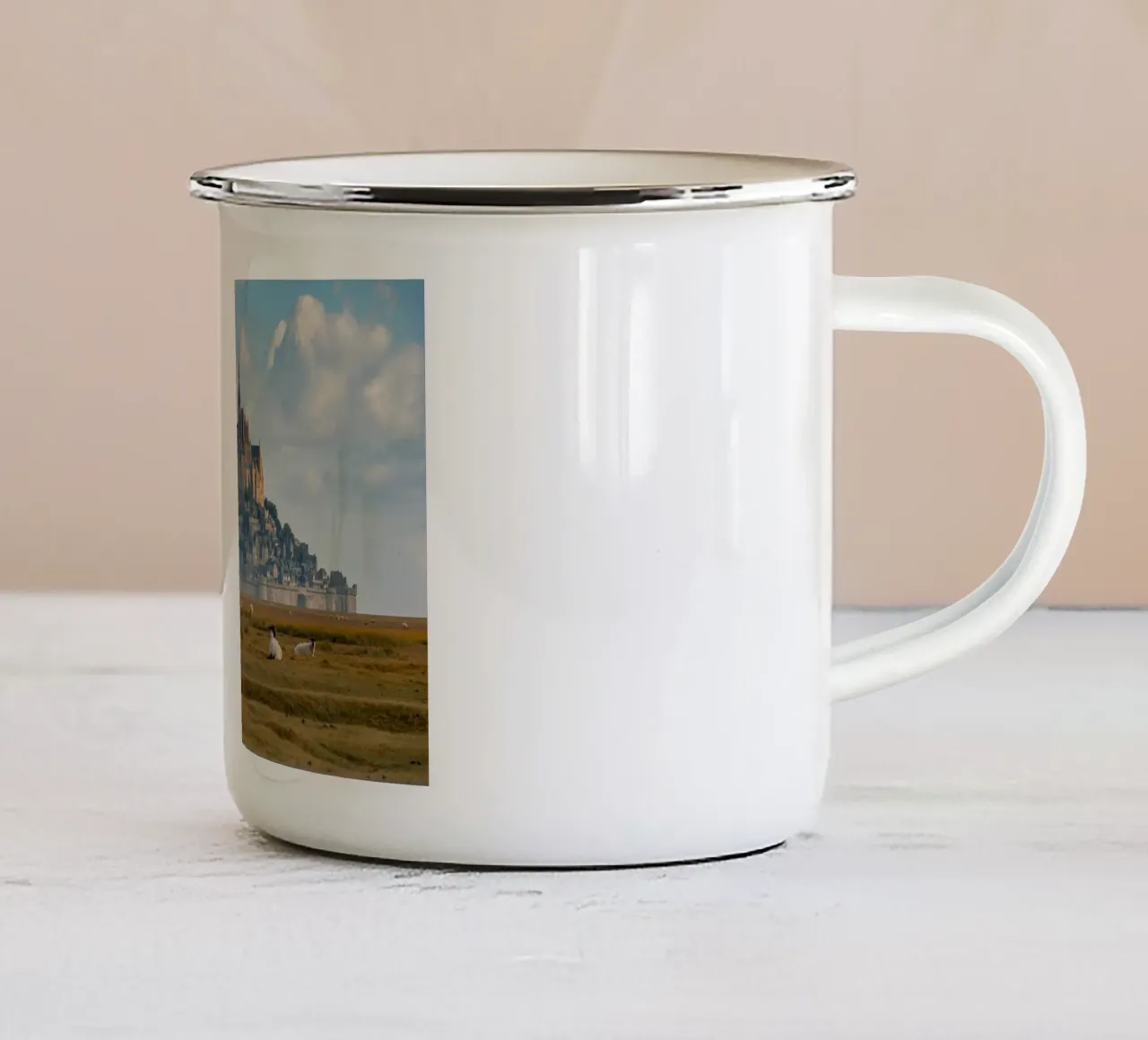 Mont Saint-Michel in France enamel mug by Marcel Bisig