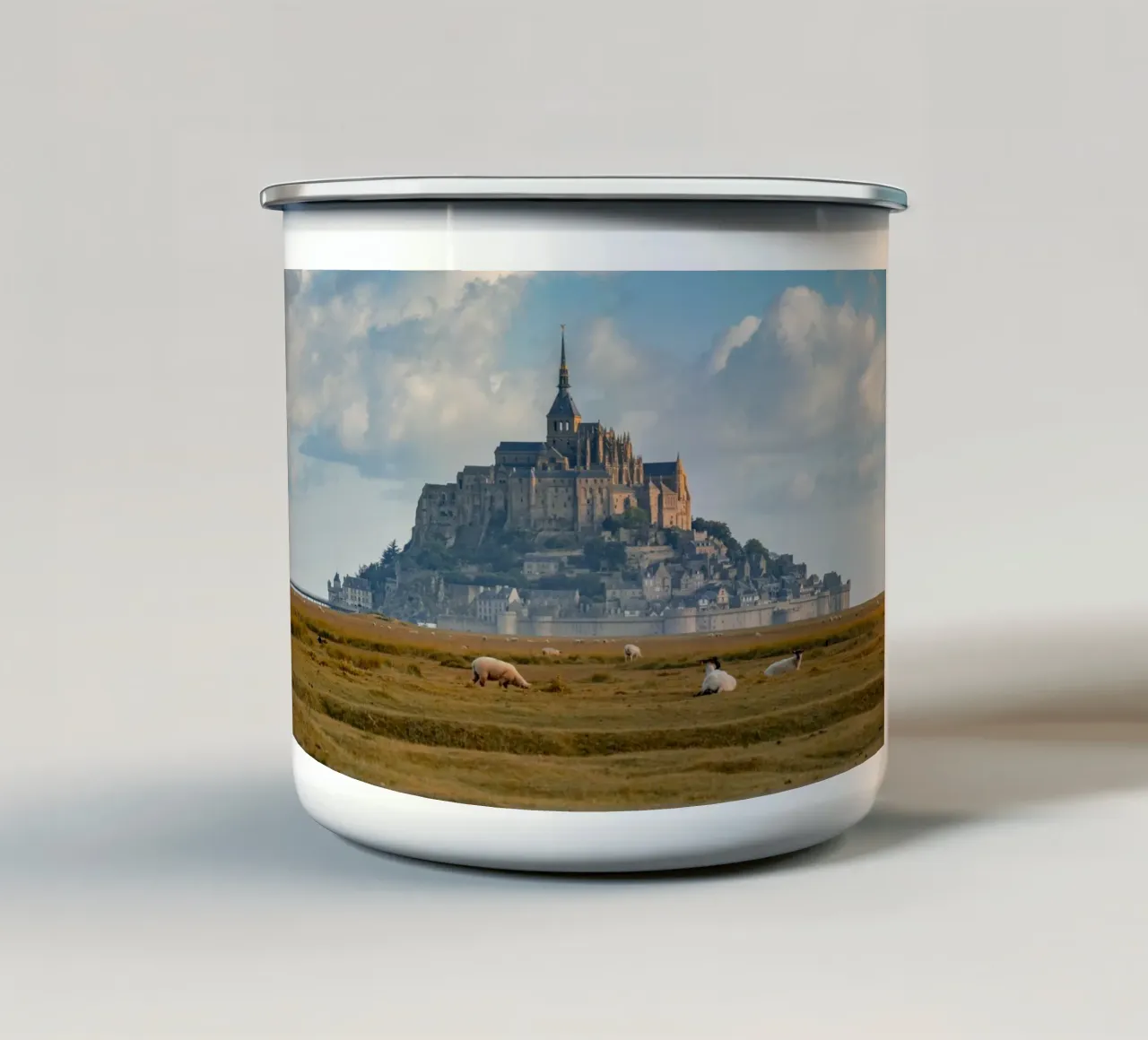 Mont Saint-Michel in France enamel mug by Marcel Bisig